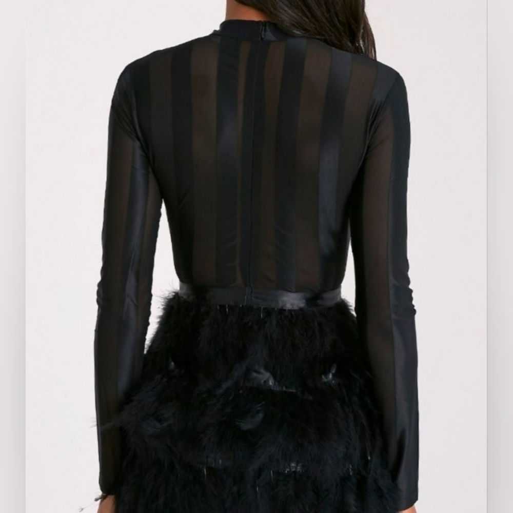 PrettyLittleThing  Black Feather Bottom Dress - Picture 5 of 14